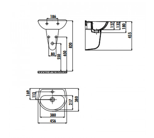 Полупьедестал Creavit Sedef SD265-00CB00E-0000 Белый