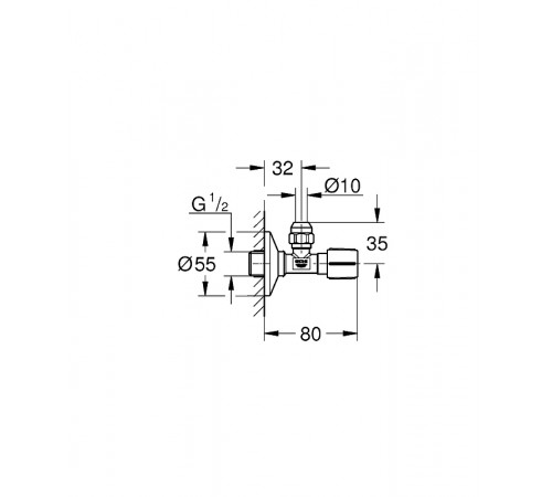 Вентиль запорный Grohe 22037000 угловой Хром