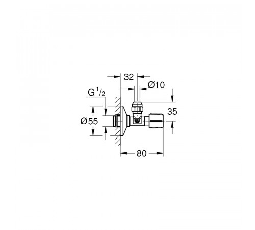 Запорный вентиль Grohe 22039000 угловой Хром