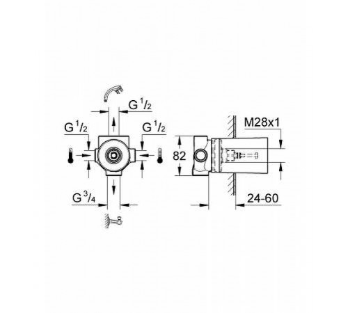 Скрытая часть для смесителя Grohe 29707000 G 1/2 - G 3/4