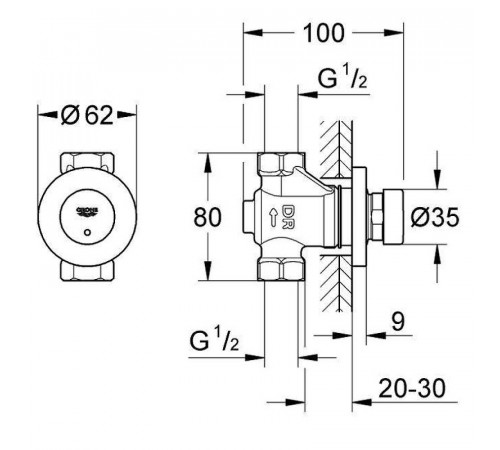 Запорный вентиль Grohe Euroeco Cosmopolitan S 36268000 Хром