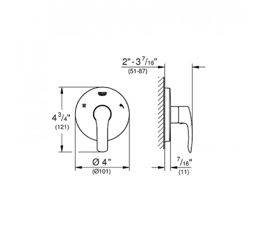 Переключатель потоков Grohe Eurosmart New 19972002 Хром