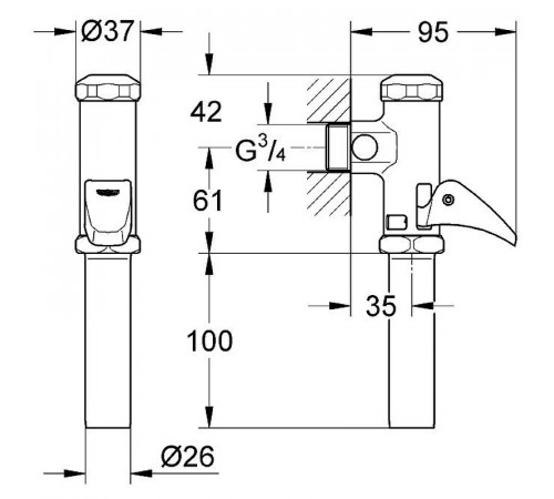 Смывное устройство для унитаза Grohe Rondo 37139000 Хром