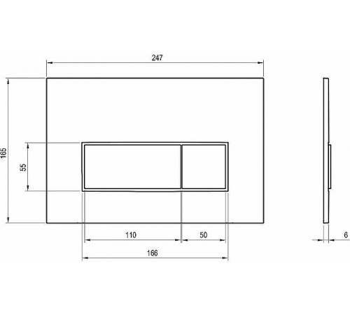 Клавиша смыва Ravak Uni Slim X01744 Черная матовая