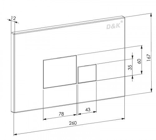 Клавиша смыва D&K Quadro DB1519002 Хром матовый