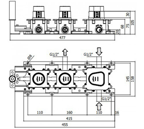 Скрытая часть для смесителя Paffoni Modular Box MDBOX000 G 1/2