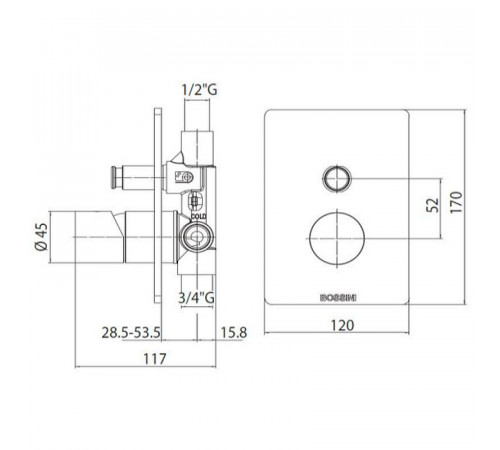 Скрытая часть для смесителя Bossini Z00005000 G 1/2