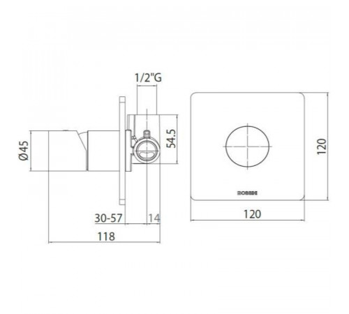 Скрытая часть для смесителя Bossini Z00007000 G 1/2