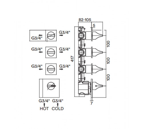 Скрытая часть для смесителя Bossini Z030273000 G 3/4