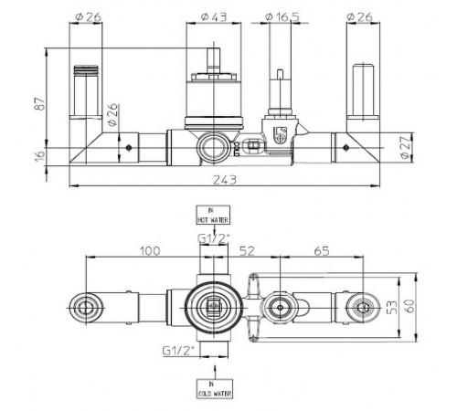 Скрытая часть для смесителя Bossini Z00546000 G 1/2