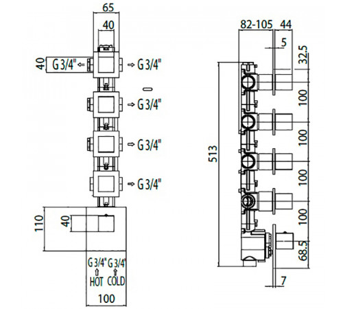 Скрытая часть для смесителя Bossini Z030275000 G 3/4