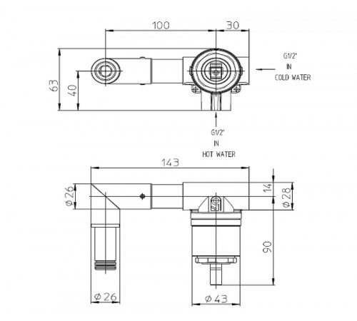 Скрытая часть для смесителя Bossini Z00548000 G 1/2