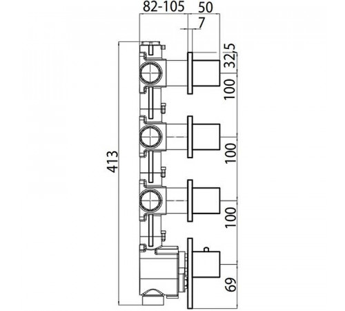 Скрытая часть для смесителя Bossini 3 Outlets Z030202000 G 3/4