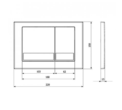 Клавиша смыва Veconi Square VFS-WH VFS001WH Белый глянец