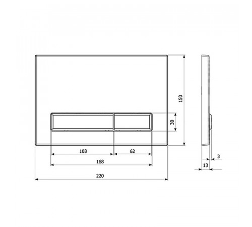 Клавиша смыва Veconi Square Design VFSD-BLG VFSD003BLG Черная матовая Золото матовое