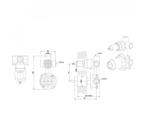 Скрытая часть для смесителя Bravat Built-in D969CP-B-RUS G 1/2