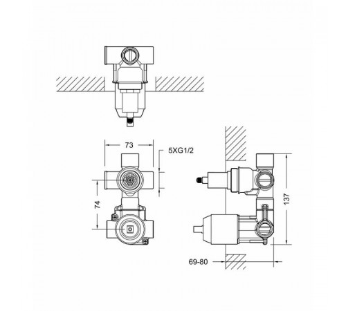 Скрытая часть для смесителя Bravat Built-in D982CP-B-RUS G 1/2