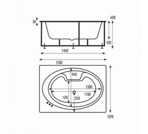 Фронтальная панель для ванны Novitek Grande 150 Белая