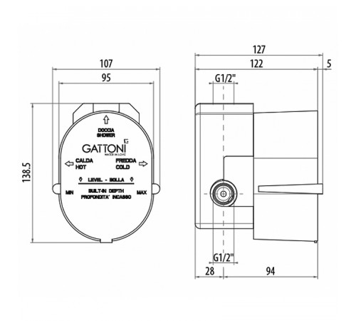 Скрытая часть для смесителя Gattoni GBOX SC0560000 G 1/2