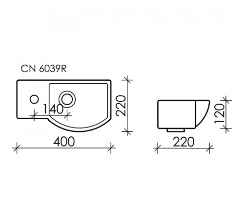 Раковина Ceramicanova Element 40 R CN6039R Белая