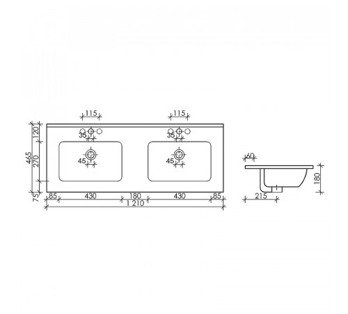 Раковина Ceramicanova Element 121 CN7004MB двойная Черная матовая