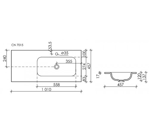 Раковина Ceramicanova Element 101 R CN7015 Белая