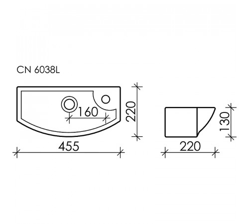 Раковина Ceramicanova Element 45 L CN6038L Белая