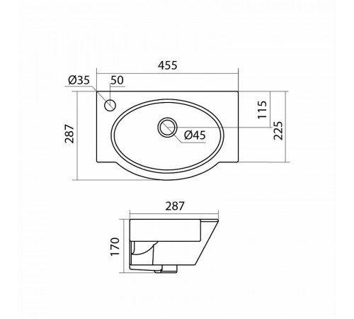 Раковина Santek Форум 45 L 1WH110542 Белая