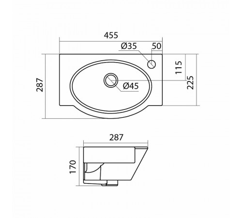 Раковина Santek Форум 45 R 1WH110545 Белая