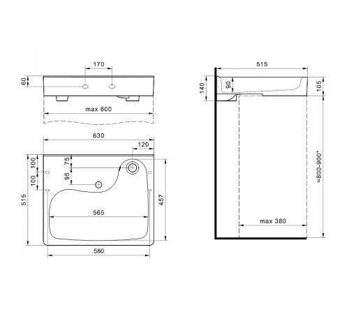 Раковина Santek Клио 60x51 1WH501769 на стиральную машину Белая