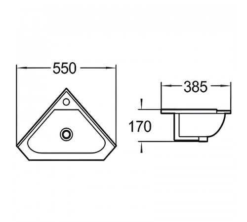 Раковина WeltWasser Aisbach 7012 GL-WT 55 10000008681 угловая Белая глянецевая