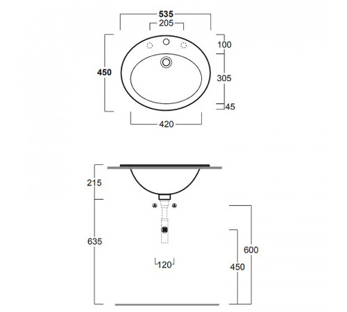 Раковина Simas Top E Lavabi D Arredo 54 S52bi*1 Белая