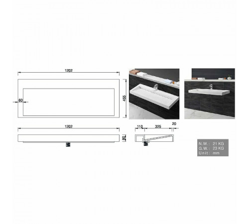 Раковина Boheme Armadi Art Flat 120 859-120-1 Белая