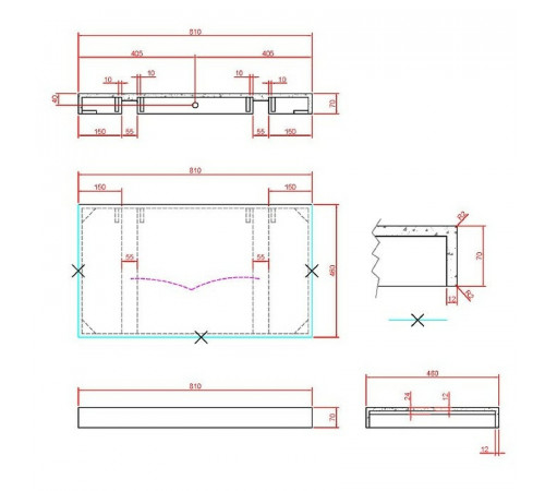 Столешница под раковину Boheme Armadi Art Flat 80 869-080-CLCT Белый мрамор