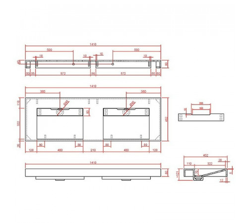 Раковина Boheme Armadi Art Flat 140 859-140-CLCT двойная Белый мрамор