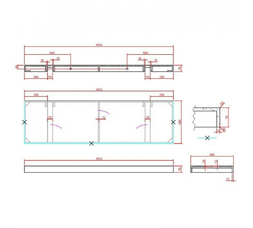 Столешница под раковину Boheme Armadi Art Flat 160 869-160-CLCT Белый мрамор