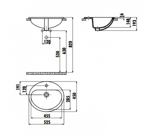 Раковина Creavit 52 TP225-00CB00E-0000 Белая