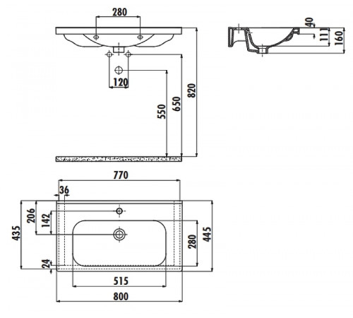 Раковина Creavit Eksen 80 EK080-00CB00E-0000 Белая