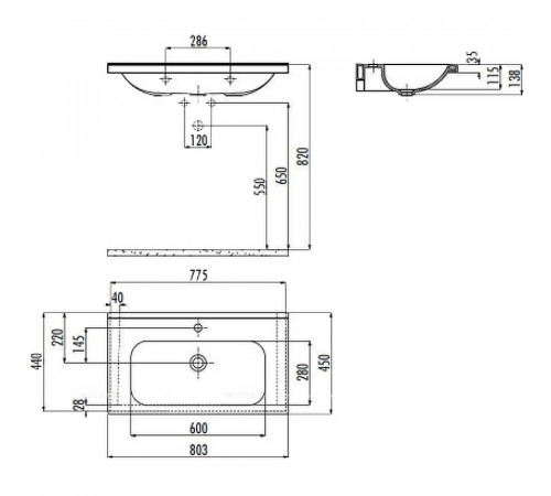 Раковина Creavit Ideal 80 ID080-00CB00E-0000 Белая