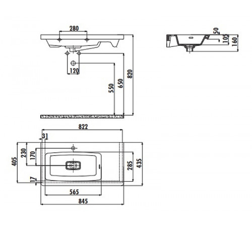 Раковина Creavit Memory 85 L MY085-00CB00E-0000 Белая