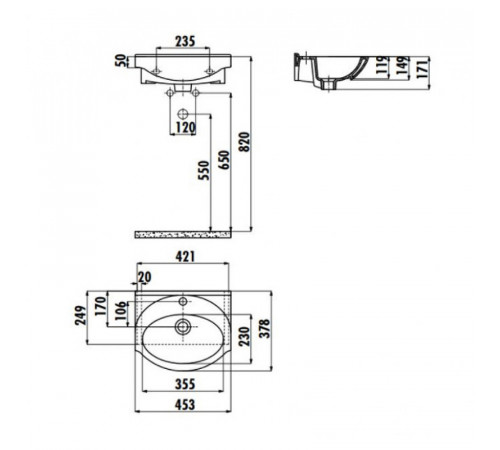 Раковина Creavit Etol 45 ET045-00CB00E-0000 Белая