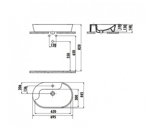 Раковина Creavit Topic 70 TP172-00CB00E-AK00 Золото