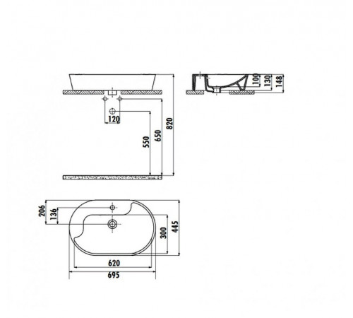 Раковина Creavit Topic 70 TP172-00CB00E-0000 Белая