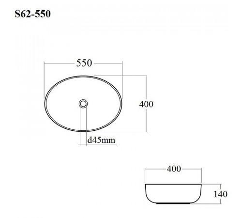 Раковина-чаша Bond Oval 55 S62-550 Белый глянец