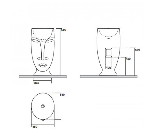 Раковина Kerasan Artwork Moloco 45 474001 Белая