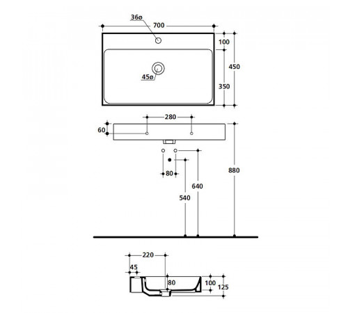 Раковина Kerasan Cento 70 353201*1 Белая