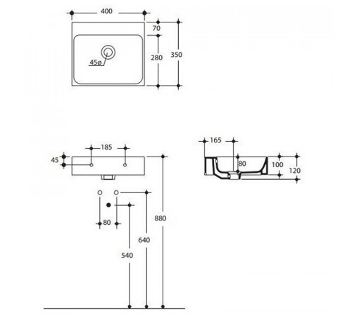 Раковина Kerasan Cento 40 353901*0 Белая