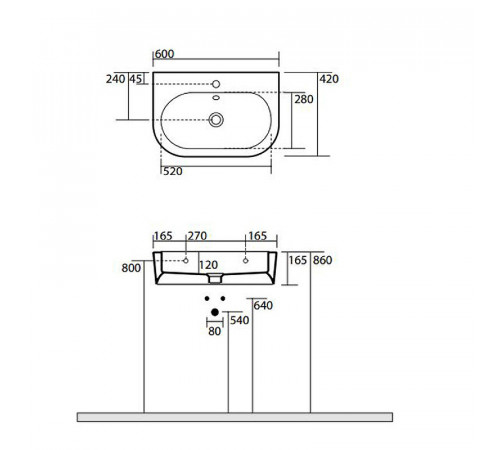 Раковина Kerasan Flo 60 314201*1 Белая