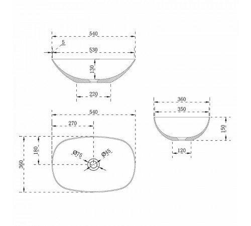 Раковина-чаша Vincea 54 VBS-6T12MW Белая матовая