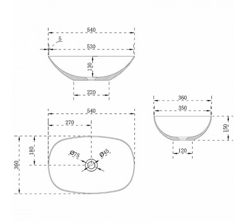 Раковина-чаша Vincea 54 VBS-6T12B Черная